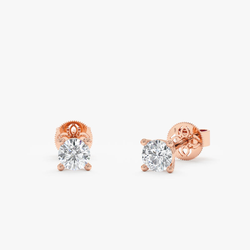 Round Lab Grown Diamond Studs, Vaelith