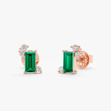 Lab Emerald and Diamond Studs, Ravela