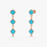 Turquoise and Lab Grown Diamond Drop Earrings, Ziranya