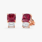Unique Garnet and Lab Diamond Studs, Agnes