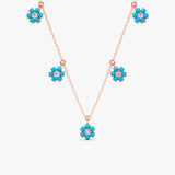 Turquoise Flower Station Necklace, Velisse