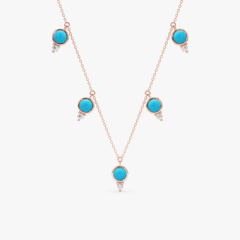 Turquoise and Lab Grown Diamond Drop Necklace, Isantha