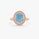 Natural Aquamarine and Diamond Halo Ring, Zephira