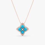 Turquoise & Lab Grown Diamond Clover Necklace, Elowith