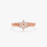 Diamond Star of David Cuban Chain Ring, Lioraeth