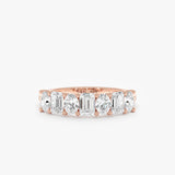 Oval & Emerald Cut Diamond Wedding Band, Thyn