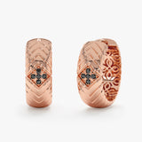 Rose Gold Black Diamond Hoop Earrings