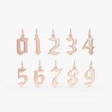 Gold Old English Number Charm, Zephyrella