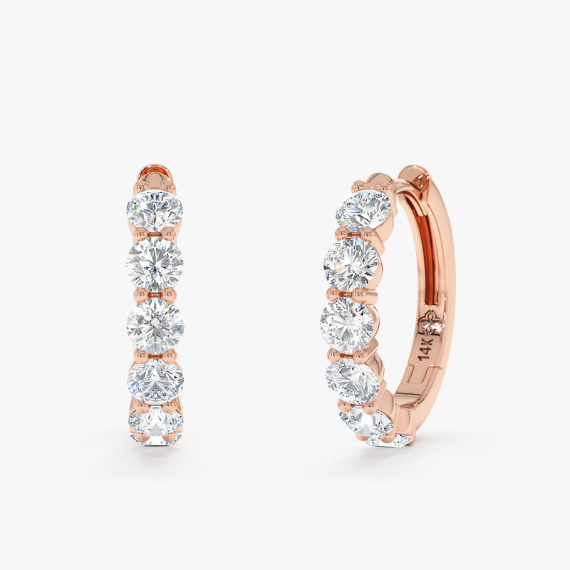 Solid Gold Prong Set Hoops, Orinthia