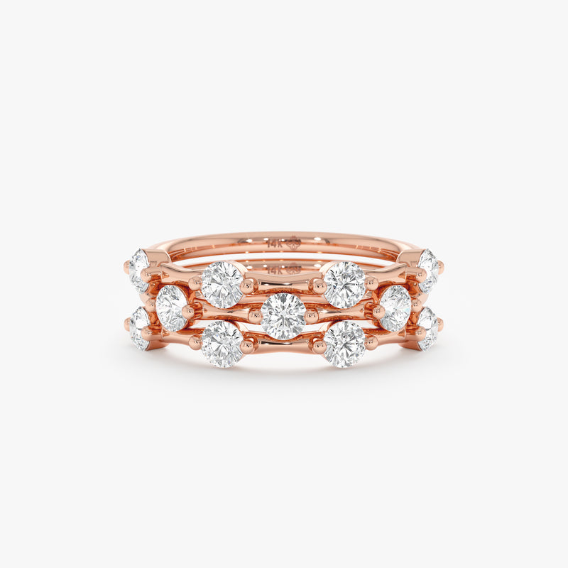 Set of 3 Lab Grown Diamond Station Rings, Lunessa