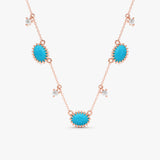 Turquoise and Lab Diamond Station Necklace, Tyrene