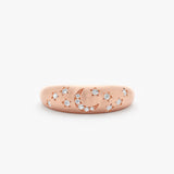 Brushed Gold Crescent Moon and Stars Dome Ring, Estelle