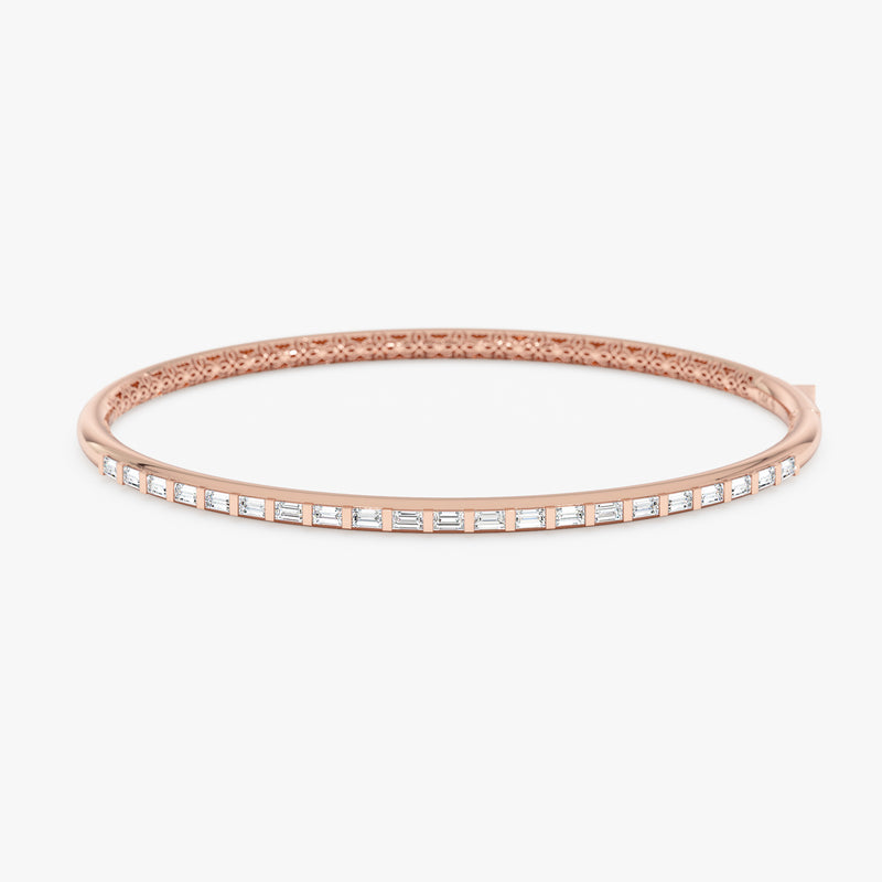 Lab Grown Baguette Diamonds Bangle Stackable Bangle for Everyday, Siora