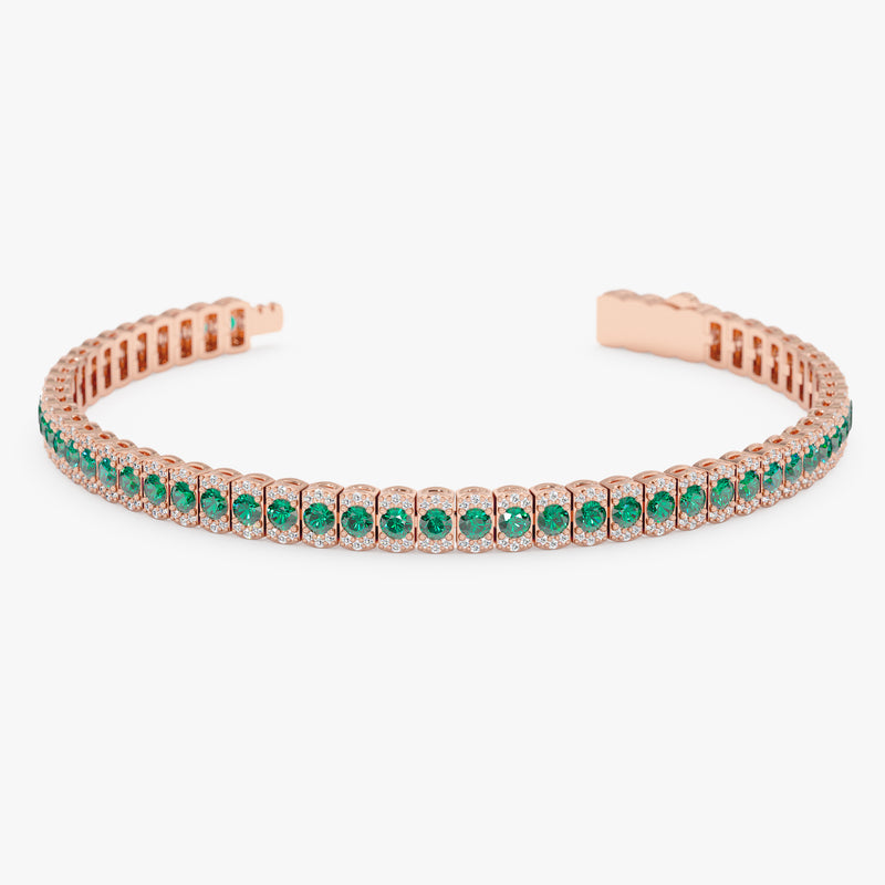Lab Grown Emerald and Diamond Tennis Bracelet, Ismerelle
