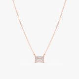 Emerald Cut Rose Quartz Necklace, Lexa