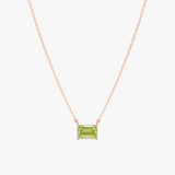 Emerald Cut Peridot Necklace, Lexa