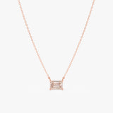 Emerald Cut Morganite Necklace