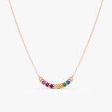 Solid Gold Rainbow Sapphire Bar Necklace, Kael