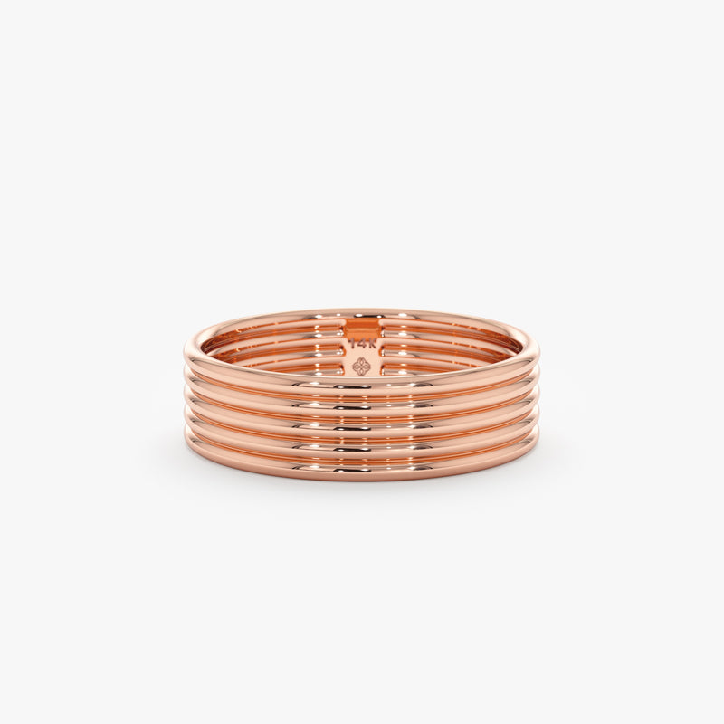 handcrafted in rose gold ribbed ring