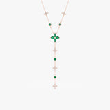 Lab Grown Diamond and Emerald Lariat Necklace, Seralith