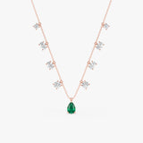 Natural Emerald and Lab Grown Diamond Necklace, Evareth