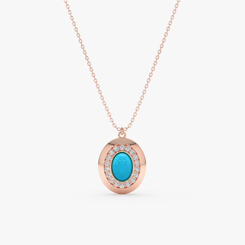 Oval Turquoise Gemstone Necklace, Ysoltine