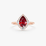 Pear Shape Garnet with Diamond Halo Ring, Orelina