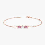 Dainty Pink and White Sapphire Bracelet, Zelindra