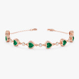 Heart Cut Lab Grown Emerald Bracelet, Thessira