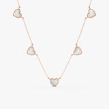 Mother of Pearl Heart Station Necklace, Aurezelle