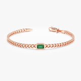 rose gold Cuban chain bracelet with emerald