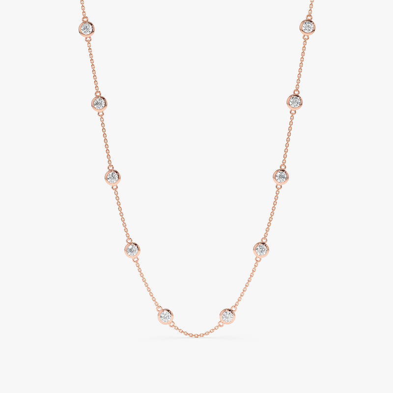 Rose gold diamond station necklace