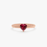 rose gold natural pink stone heart ring