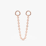 Hanging cable chain charm in solid 14k rose gold for huggies