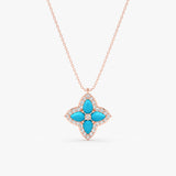 Turquoise & Lab Grown Diamond Flower Necklace, Eirlys