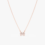 Solid Gold Rose Quartz Oval Necklace, Loa