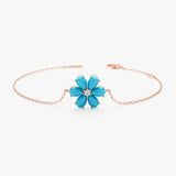 Turquoise Flower Bracelet, Lab Grown Diamond, Junelle
