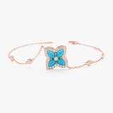 Turquoise Flower Bracelet, Clover Design, Dainty Turquoise, Eirlys