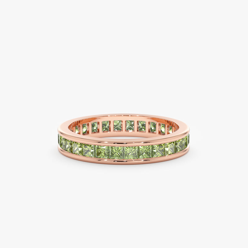 rose gold princess cut peridot ring