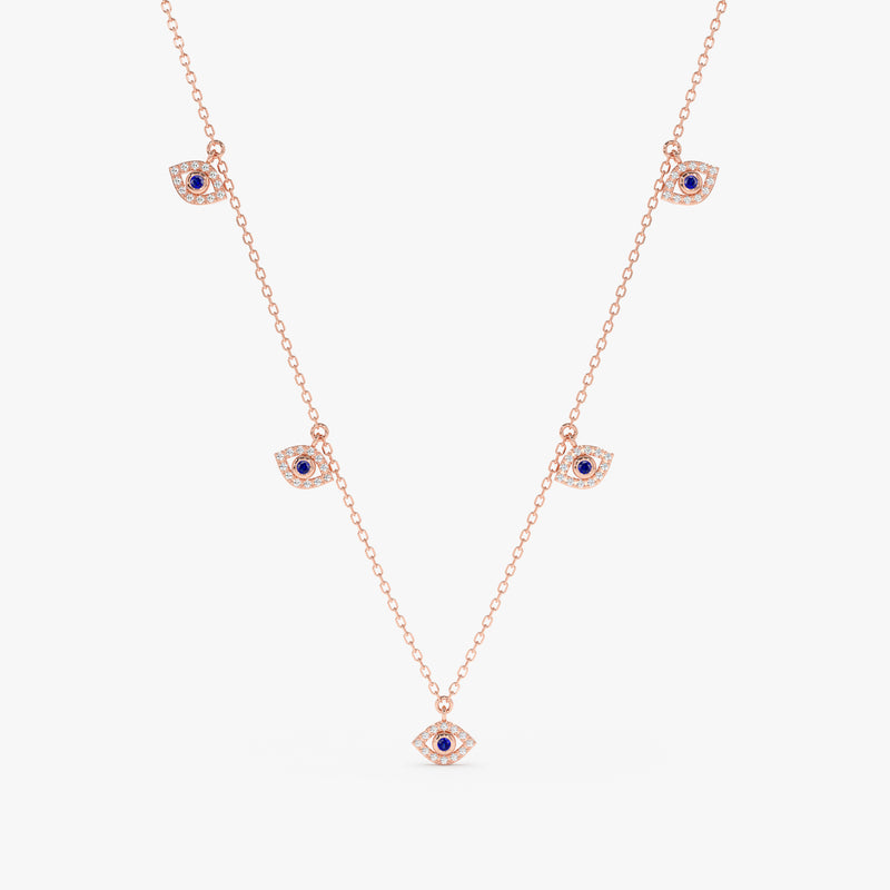 Natural Diamond & Sapphire Evil Eye Layering Necklace, Lucille