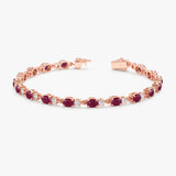 Natural Diamond and Ruby Garland Tennis Bracelet In Solid Gold, Ivy