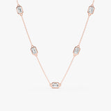 Emerald Cut Diamond Station Necklace, Evaloria