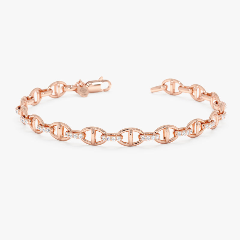 Mariner Chain Lab Grown Diamond Bracelet, Solid Gold Anchor Link Bracelet, Lirien