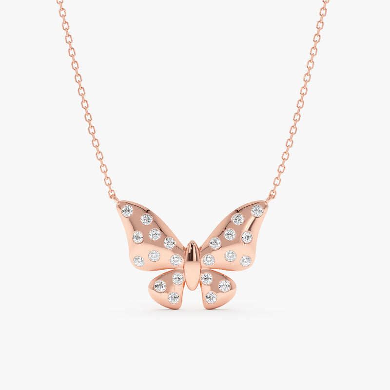 Rose Gold, Natural Flush Set Diamonds on Cable Chain