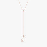 Natural White and Black Diamond Snake Lariat Necklace, Bora