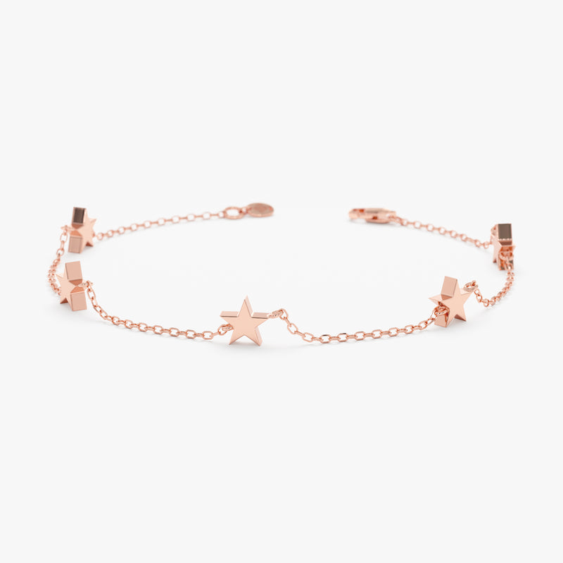 rose gold handmade mini stars station bracelete