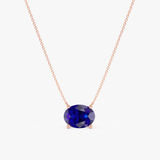 Lab-Grown Oval-Cut Solitaire Sapphire Necklace, Isabel