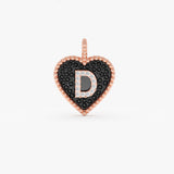 Black Diamond Initial Heart Charm, Aluinne