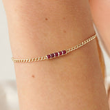 Princess Cut Ruby Cuban Chain Bracelet, Lyriavelle