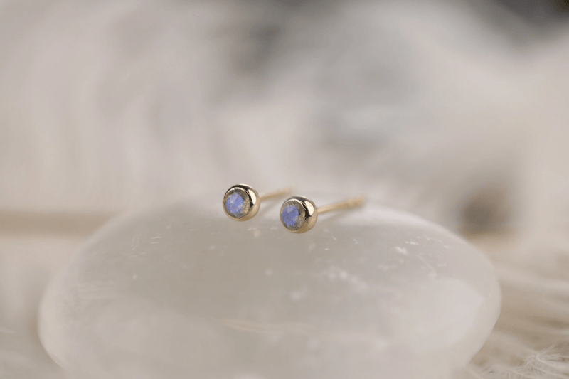 minimalist bezel set gemstone earrings